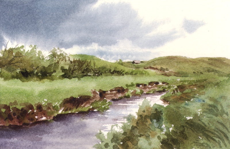 watercolor painting from vacation photo