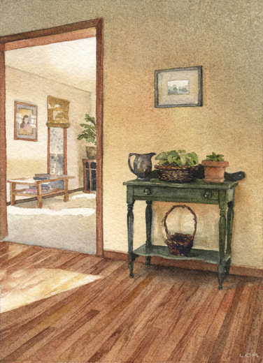 watercolor interior portrait