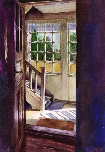 watercolor interior portrait