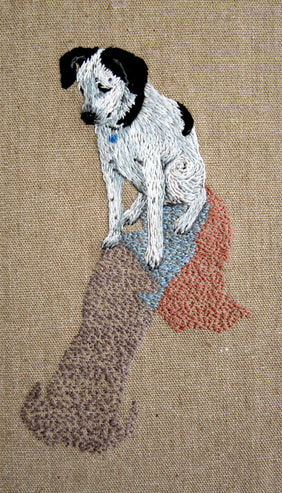 hand embroidered image on linen
