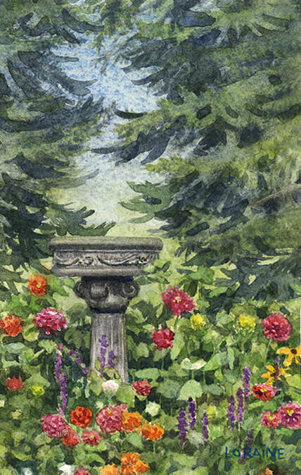 watercolor of garden