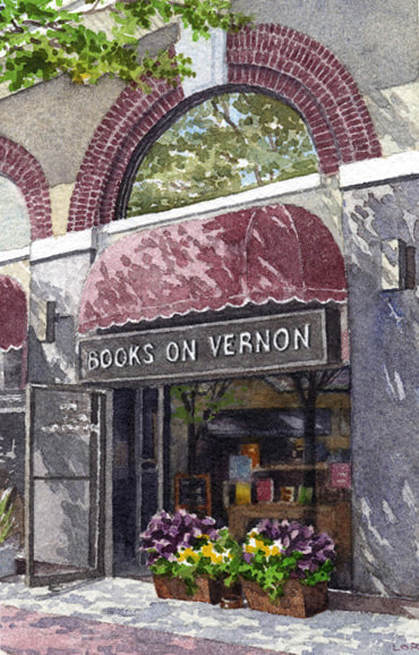 watercolor books on vernon storefront portrait