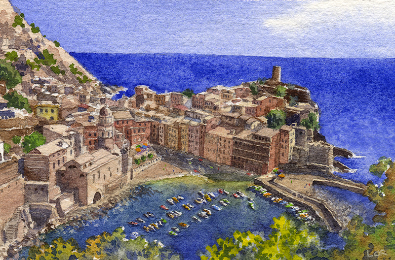 watercolor miniature painting italy series