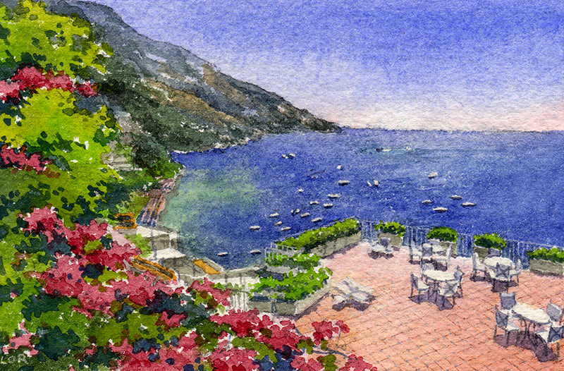watercolor miniature painting italy series