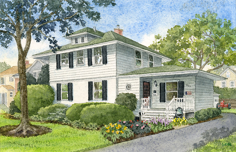 watercolor house portrait